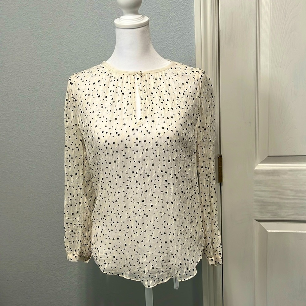 Rebecca Taylor Sheer Long Sleeve Cream Top Size 0